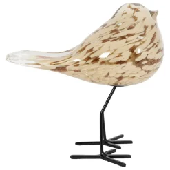 Fabrique de Styles Petits Objets Déco>Déco moineau en verre et fer beige et doré - Serin Beige, Doré