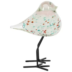 Fabrique de Styles Petits Objets Déco>Déco moineau en verre et fer vert et rose - Serin Vert, Rose