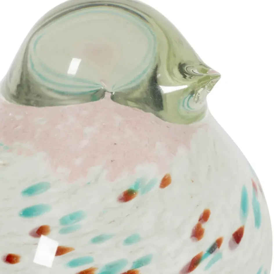 Fabrique de Styles Petits Objets Déco>Déco moineau en verre et fer vert et rose - Serin Vert, Rose