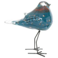 Fabrique de Styles Petits Objets Déco>Déco Moineau Serin blanc et bleu 13X8H15cm Bleu acier