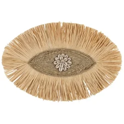 Fabrique de Styles Déco À Suspendre Et Adhésive>Déco murale œil en jonc de mer et coquillage naturel - Cauri Naturel, Ecru