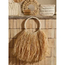 Fabrique de Styles Déco À Suspendre Et Adhésive>Déco ronde murale en raphia naturel - blue sand Naturel, Blanc