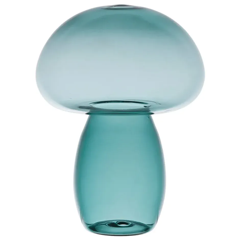 Fabrique de Styles Petits Objets Déco>Décoration champignon en verre émeraude H15,5cm - Dilacia Emeraude