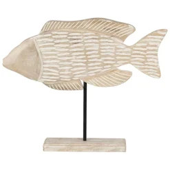 Fabrique de Styles Petits Objets Déco>Décoration poisson en manguier et fer - Amarres Blanchi