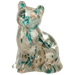 Fabrique de Styles Petits Objets Déco>Deco chat en verre émeraude et doré - Félin Emeraude, Doré