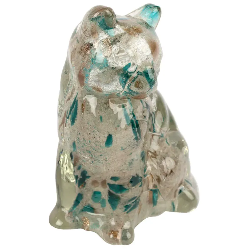 Fabrique de Styles Petits Objets Déco>Deco chat en verre émeraude et doré - Félin Emeraude, Doré