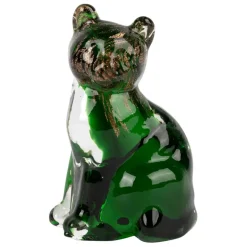 Fabrique de Styles Petits Objets Déco>Deco chat en verre vert et doré - Félin Vert, Doré