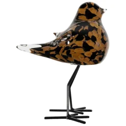 Fabrique de Styles Petits Objets Déco>Deco moineau en verre et camel - Serin Noir