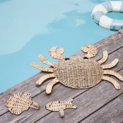 Fabrique de Styles Déco À Suspendre Et Adhésive>Deco murale crabe en jonc de mer - Eté A La Mer Naturel
