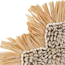 Fabrique de Styles Déco À Suspendre Et Adhésive>Deco murale croix en raphia et coquillage naturel et blanc - Cauri Naturel, Blanc