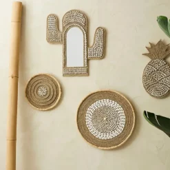 Fabrique de Styles Déco À Suspendre Et Adhésive>Deco murale rosace en coquillage naturel et blanc - Cauri Naturel, Blanc