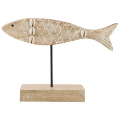 Fabrique de Styles Petits Objets Déco>Deco poisson un été à la mer en manguier et fer Naturel