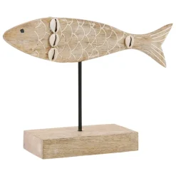 Fabrique de Styles Petits Objets Déco>Deco poisson un été à la mer en manguier et fer Naturel