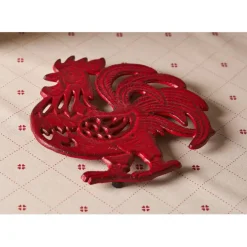 Fabrique de Styles Accessoires De Table>Dessous de plat coq en fonte - Basse-Cour Rouge