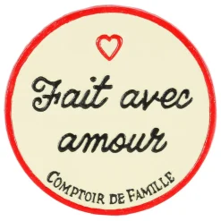 Fabrique de Styles Accessoires De Table>Dessous de plat "fait avec amour" en fonte d24cm - Fontnel Ivoire