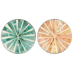 Fabrique de Styles Accessoires Vin Et Cocktails>Dessous verre x2 monarque vert et corail en nacre Vert, corail