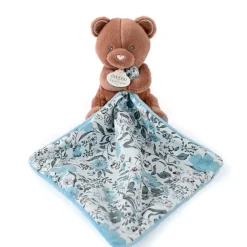 Fabrique de Styles Doudous Et Peluches>Doudou ours pantin avec mouchoir H12cm - Boh'Aime Bleu