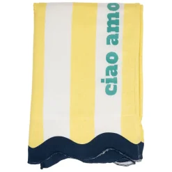 Fabrique de Styles Draps De Plage Et Foutas>Drap de plage en coton rayé jaune et bleu 170x85cm - Medi Jaune, Bleu