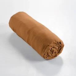 Fabrique de Styles Draps Housses>Drap housse en gaze de coton 140x190cm - Gaia Camel