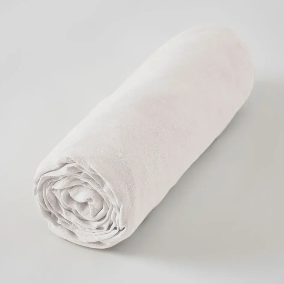 Fabrique de Styles Draps Housses>Drap housse en lin lavé 140x190cm - Soline Craie