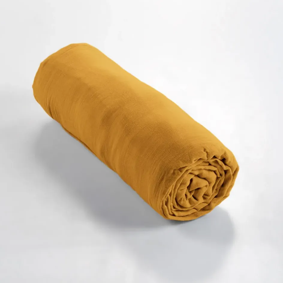 Fabrique de Styles Draps Housses>Drap housse en gaze de coton 160x200cm - Gaia Safran