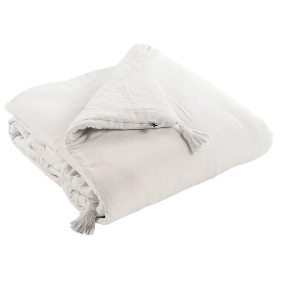 Fabrique de Styles Housses D'édredon>Edredon chantilly en gaze de coton 150x150cm - Gaia Blanc