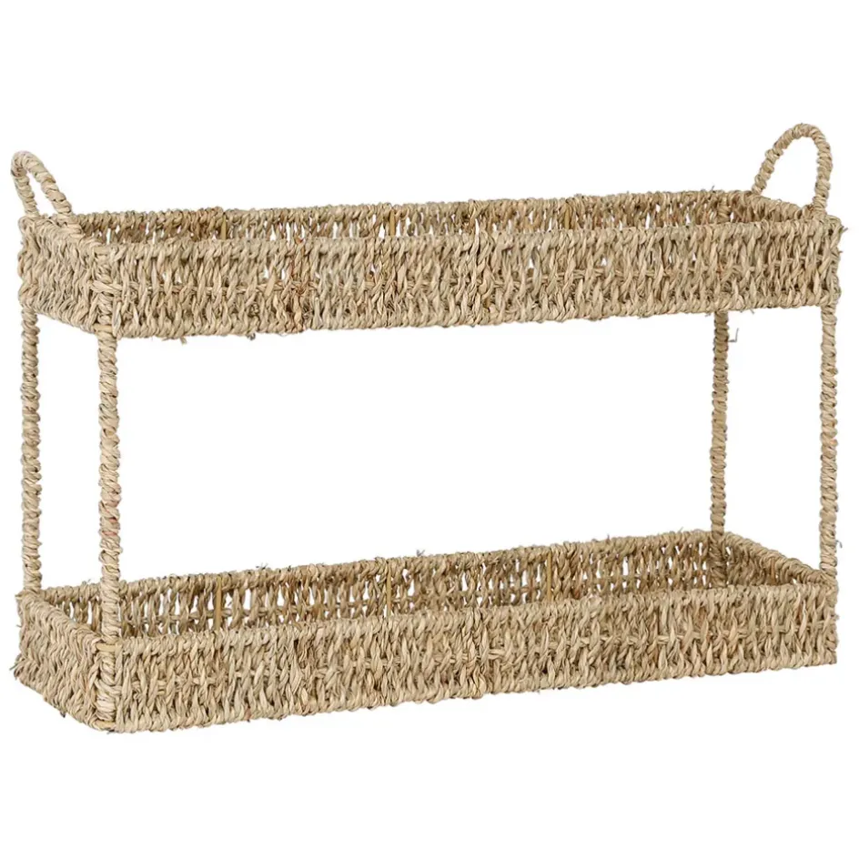 Fabrique de Styles Bibliothèques Et Étagères>Etagere 2 niveaux en jonc de mer h26.5cm - Borneo Naturel