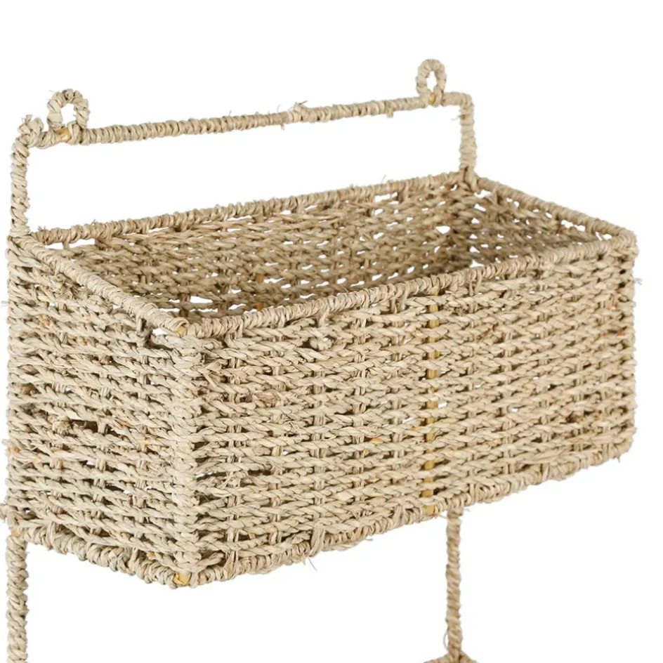 Fabrique de Styles Étagères Murales>Etagere murale 3 paniers recif en jonc de mer Naturel
