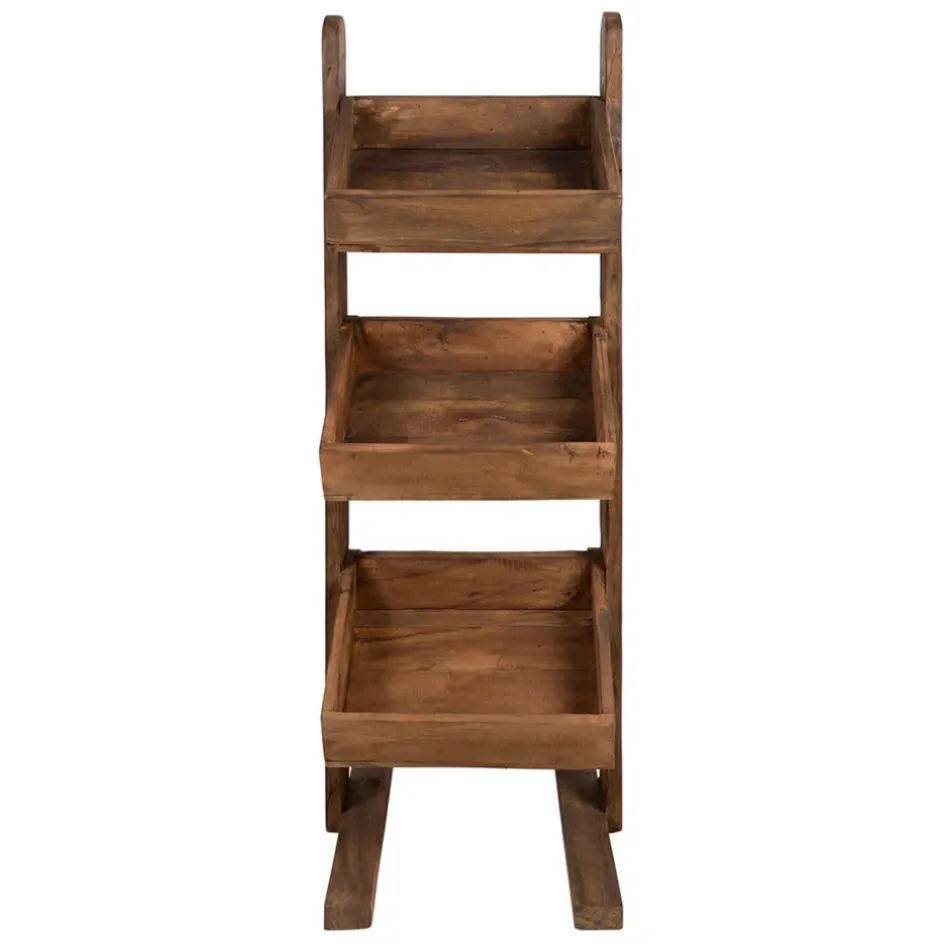 Fabrique de Styles Ilots Et Dessertes>Etagère 3 plateaux en bois recyclés naturel H100cm - Campagne Naturel Foncé