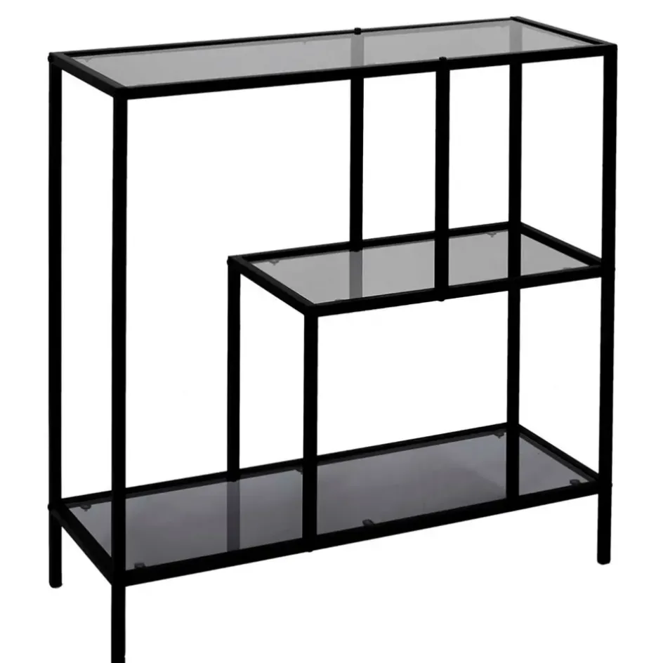 Fabrique de Styles Bibliothèques Et Étagères>Etagère en fer et verre fumé h79cm - Edgard Noir