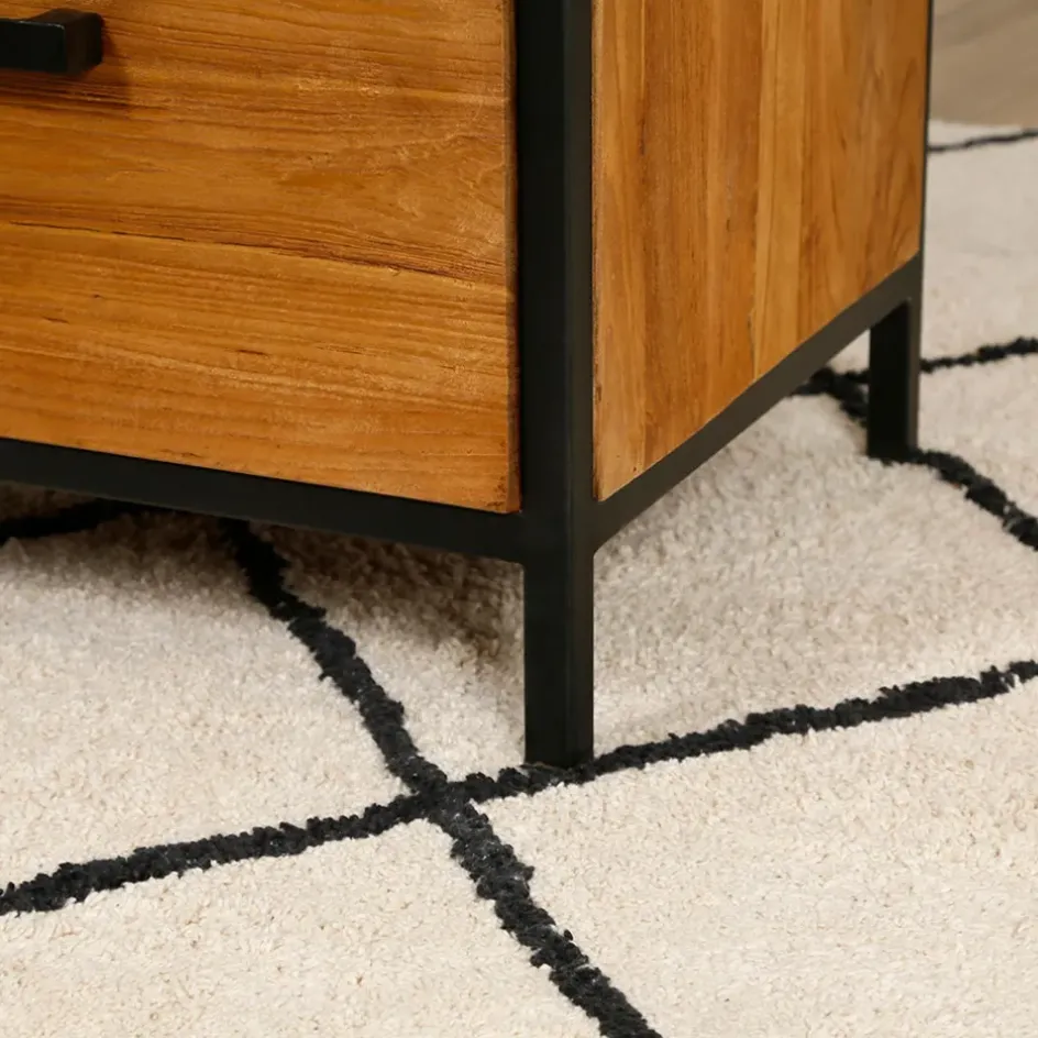 Fabrique de Styles Bibliothèques Et Étagères>Etagère en teck massif recycle avec 3 tiroirs H190cm - Alix Naturel