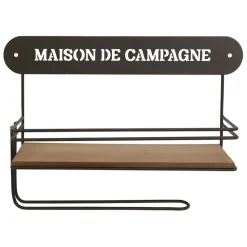 Fabrique de Styles Étagères Murales>Etagère murale avec dévodoir en fer brun et sapin - Maison De Campa Brun, naturel