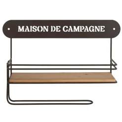 Fabrique de Styles Étagères Murales>Etagère murale avec dévodoir en fer brun et sapin - Maison De Campa Brun, naturel