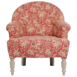 Fabrique de Styles Fauteuils>Fauteuil crapaud floral en coton et pin - Margot Rouge