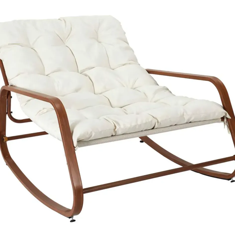 Fabrique de Styles Chaises, Fauteuils|Jardin>Fauteuil de jardin à bascule beige - Miami Beige, Marron
