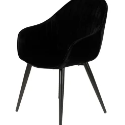 Fabrique de Styles Chaises>Fauteuil de salle à manger en velours - Ben Noir