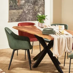 Fabrique de Styles Chaises>Fauteuil de salle à manger en velours côtelé - Ben Kaki