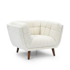 Fabrique de Styles Fauteuils>Fauteuil de salon en tissu effet bouclette écru - Beryl Ecru