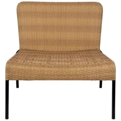 Fabrique de Styles Chaises, Fauteuils|Jardin>Fauteuil d'extérieur en acier et effet cannage naturel - Malaya Beige