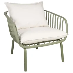 Fabrique de Styles Chaises, Fauteuils|Jardin>Fauteuil d'extérieur avec 2 coussins en tissu blanc - Lumi Kaki