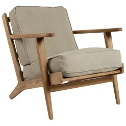 Fabrique de Styles Fauteuils>Fauteuil en coton gris et chêne - Laureli Sable