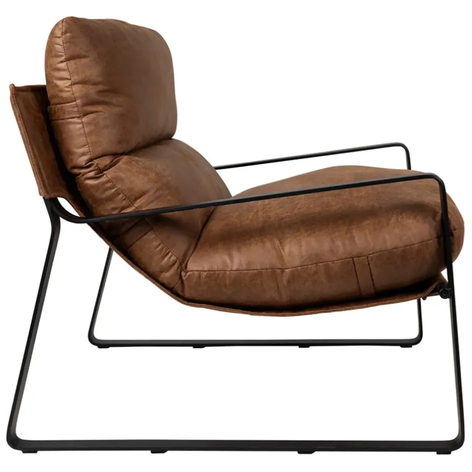 Fabrique de Styles Fauteuils>Fauteuil en simili-cuir et fer noir - Torsten Brun