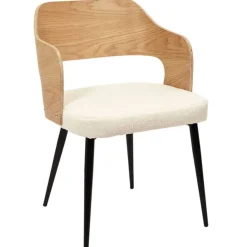 Fabrique de Styles Fauteuils>Fauteuil en tissu bouclette et dossier bois -Loki Blanc