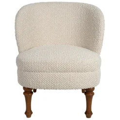 Fabrique de Styles Fauteuils>Fauteuil en tissu bouclette et hévéa écru - Claudine Ecru