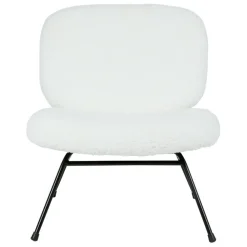 Fabrique de Styles Fauteuils>Fauteuil en tissu bouclette et fer noir - Ethior Blanc