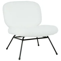 Fabrique de Styles Fauteuils>Fauteuil en tissu bouclette et fer noir - Ethior Blanc