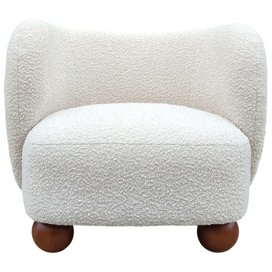 Fabrique de Styles Fauteuils>Fauteuil en tissu bouclette écru - Sixties Ecru