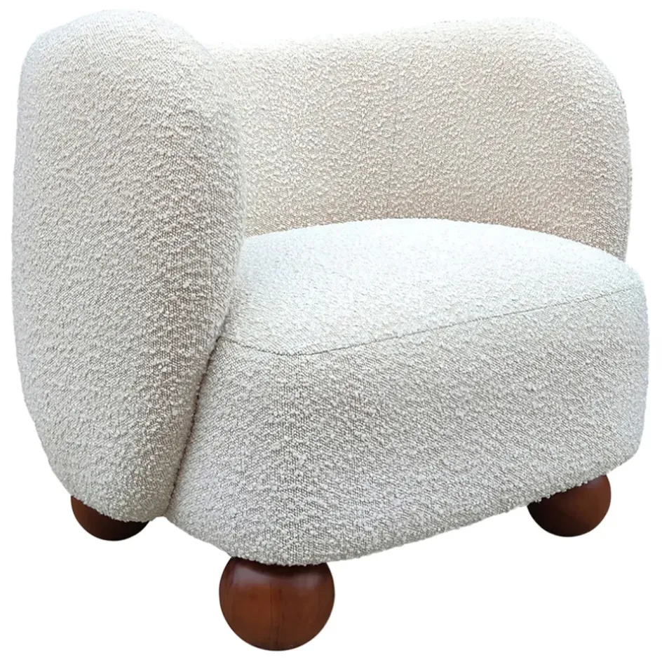 Fabrique de Styles Fauteuils>Fauteuil en tissu bouclette écru - Sixties Ecru