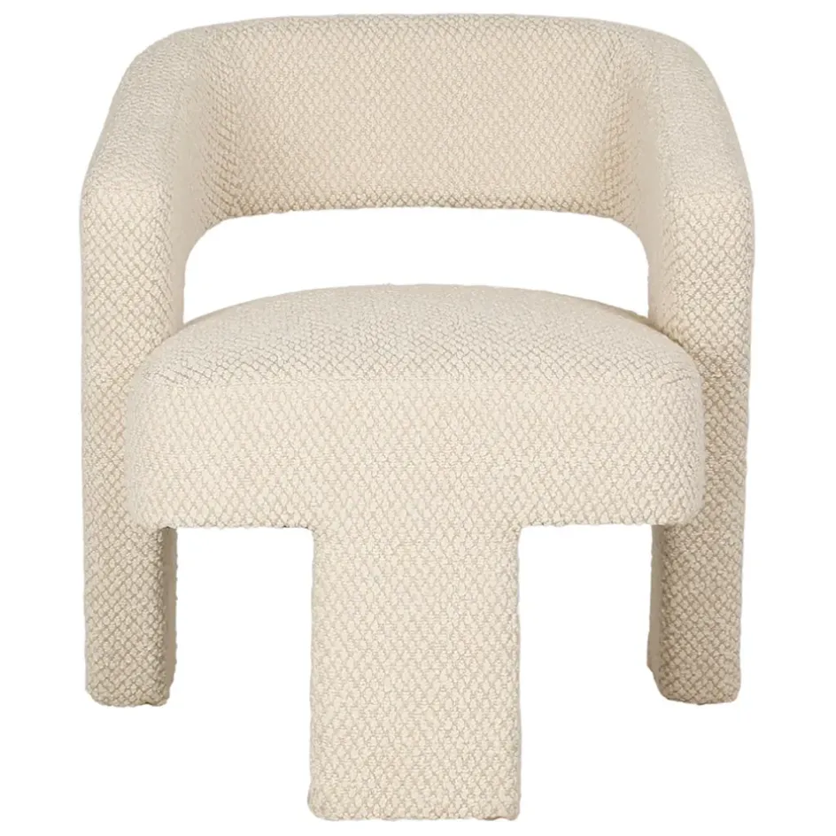 Fabrique de Styles Fauteuils>Fauteuil en tissu bouclette - Klosen Ivoire