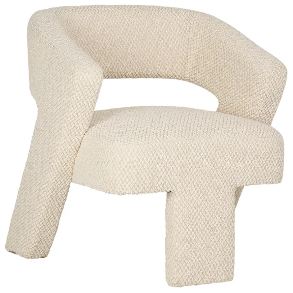 Fabrique de Styles Fauteuils>Fauteuil en tissu bouclette - Klosen Ivoire